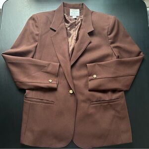 Vintage Classic Collection Women’s Blazer Brown Single Button Gold Size 14